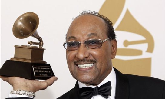 Duke Fakir holds his life time achievement award backstage at the 51st Annual Grammy Awards in Los Angeles on Feb. 8, 2009. Fakir wrote a memoir, "I'll Be There: My Life With The Four Tops." Fakir, the last of the original Four Tops, died Monday of heart 