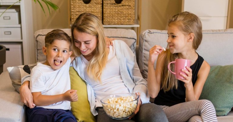 mothers day movies, max, hbo max, mother and kids watching tv